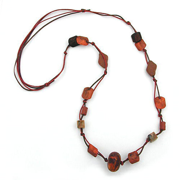 Kette, rotbraun-marmoriert mit Kordel