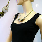 Kette, Perle oliv-natur-khaki