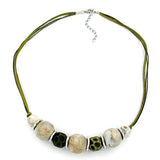 Kette, Perle oliv-natur-khaki