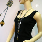 Kette, Viereck oliv-beige-marmoriert