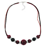 Kette, Perle fuchsia-bordeaux-schwarz
