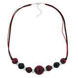 Kette, Perle fuchsia-bordeaux-schwarz