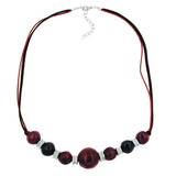 Kette, Perle fuchsia-bordeaux-schwarz