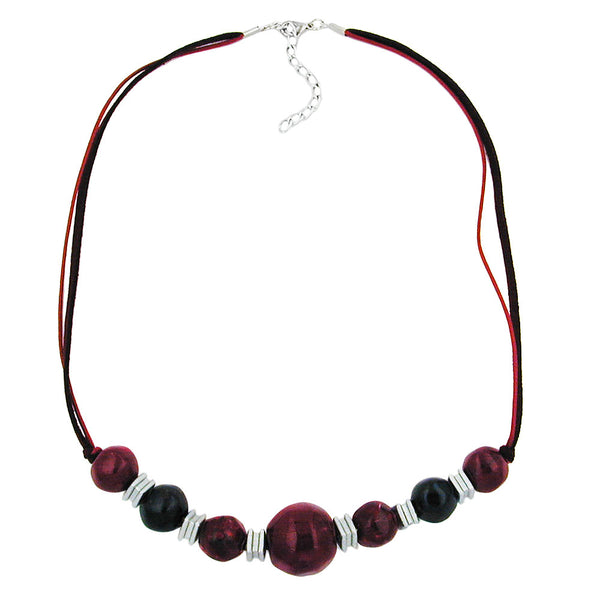 Kette, Perle fuchsia-bordeaux-schwarz