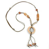 Kette, Ring beige-marmoriert mit braun