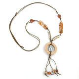 Kette, Ring beige-marmoriert mit braun