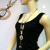 Kette, Ring beige-marmoriert mit braun