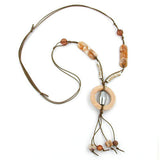 Kette, Ring beige-marmoriert mit braun