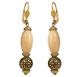 Ohrbrisur Ohrhänger Ohrringe 55mm goldfarben Holzperle natur und Kunststoffperle altgoldfarben