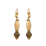 Ohrbrisur Ohrhänger Ohrringe 55mm goldfarben Holzperle natur und Kunststoffperle altgoldfarben