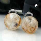 Clip Ohrring 18mm braun-weiß-transparent-marmor Kunststoff-Bouton