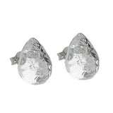 Ohrstecker Ohrring 14mm Tropfen kristall-silber-verspiegelt gehämmert Kunststoff