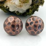 Clip Ohrring 16mm kupfer-antik gehämmert Kunststoff-Bouton