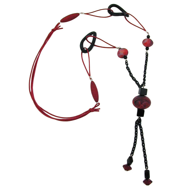 Kette, rot-marmoriert, schwarz