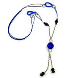 Kette, Wabenperle blau, Ankerkette grau