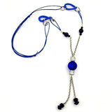 Kette, Wabenperle blau, Ankerkette grau