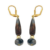 Ohrbrisur Ohrhänger Ohrringe 55x10mm goldfarben Kunststoffperle dunkelhorn