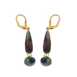Ohrbrisur Ohrhänger Ohrringe 55x10mm goldfarben Kunststoffperle dunkelhorn