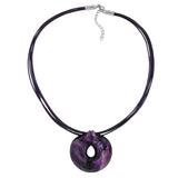 Kette 52mm Kunststoff Anhänger Amulett lila marmoriert Kordel lila 55cm