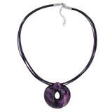Kette 52mm Kunststoff Anhänger Amulett lila marmoriert Kordel lila 55cm
