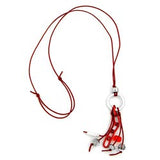 Kette, Ring hellgrau-silber, rot