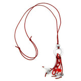 Kette, Ring hellgrau-silber, rot