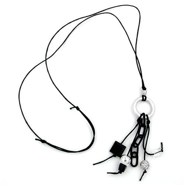 Kette, Ring hellgrau-silber, schwarz
