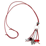 Kette, Ring hellgrau-silberfarben rot-silber