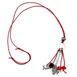 Kette, Ring hellgrau-silberfarben rot-silber
