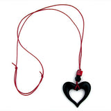 Kette, Herz schwarz, rot-marmoriert