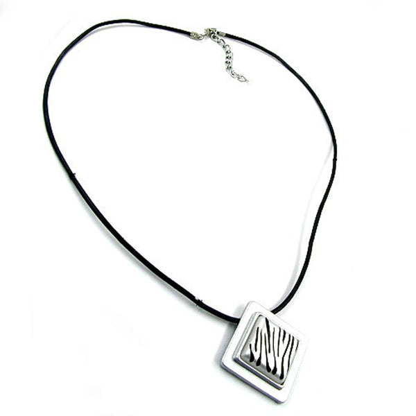 Kette, Viereck Zebra, schwarz-silber