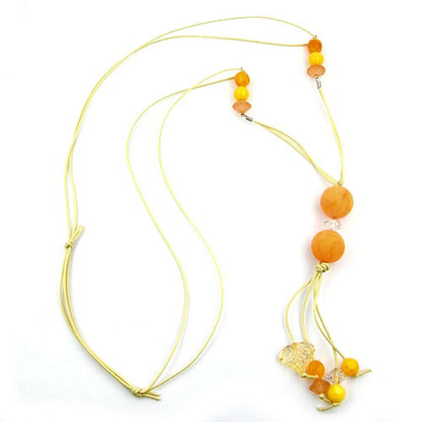 Kette, Perle gelb gelb-transparent