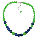 Kette Kunststoffperlen apfelgrün und blau 45cm
