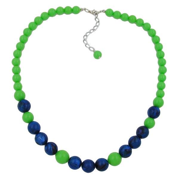 Kette Kunststoffperlen apfelgrün und blau 45cm