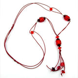 Kette, 3x Steinperle rot-transparent