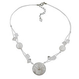 Kette 30x11mm Kunststoffperle Scheibe weiß-seidig glänzend Kordel weiß 48cm