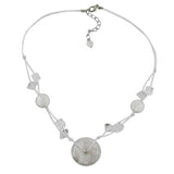 Kette 30x11mm Kunststoffperle Scheibe weiß-seidig glänzend Kordel weiß 48cm
