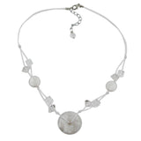 Kette 30x11mm Kunststoffperle Scheibe weiß-seidig glänzend Kordel weiß 48cm