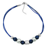 Kette, blau, chrom-glanz chrom-matt
