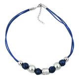 Kette, blau, chrom-glanz chrom-matt