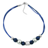 Kette, blau, chrom-glanz chrom-matt