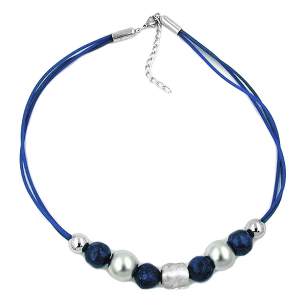 Kette, blau, chrom-glanz chrom-matt