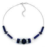 Kette, blau-lapiz-kristall-chrom