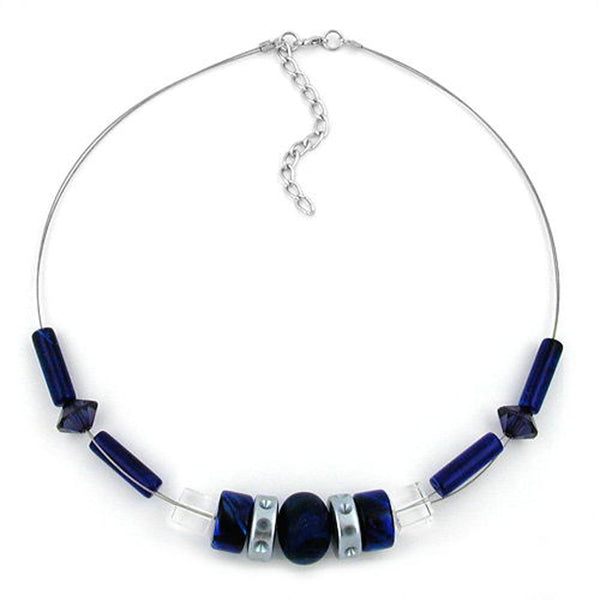 Kette, blau-lapiz-kristall-chrom