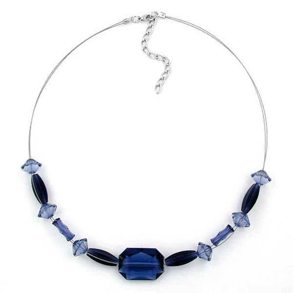 Kette, rauchblau-facettiert, Draht