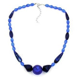 Kette, Perle blau-seidig, dunkelblau