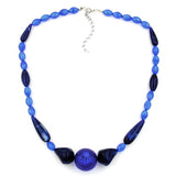 Kette, Perle blau-seidig, dunkelblau