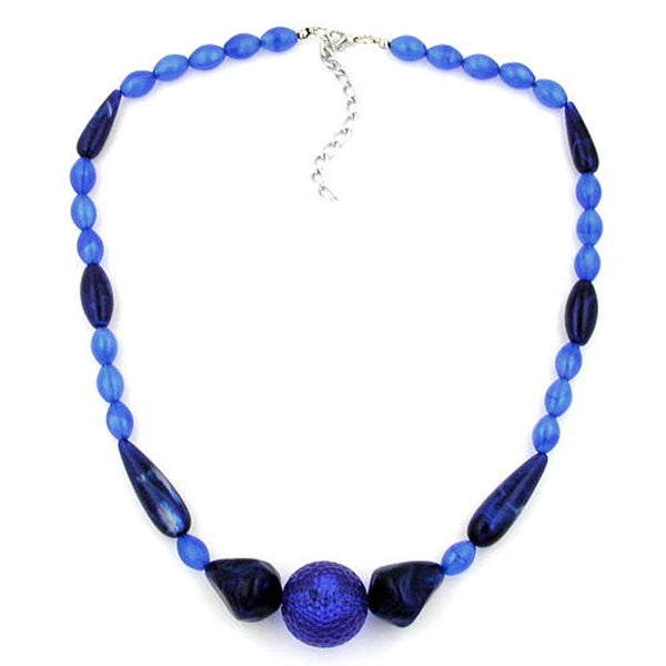 Kette, Perle blau-seidig, dunkelblau