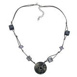 Kette 30x11mm Kunststoffperle Scheibe grau-seidig glänzend Kordel grau 50cm