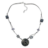 Kette 30x11mm Kunststoffperle Scheibe grau-seidig glänzend Kordel grau 50cm